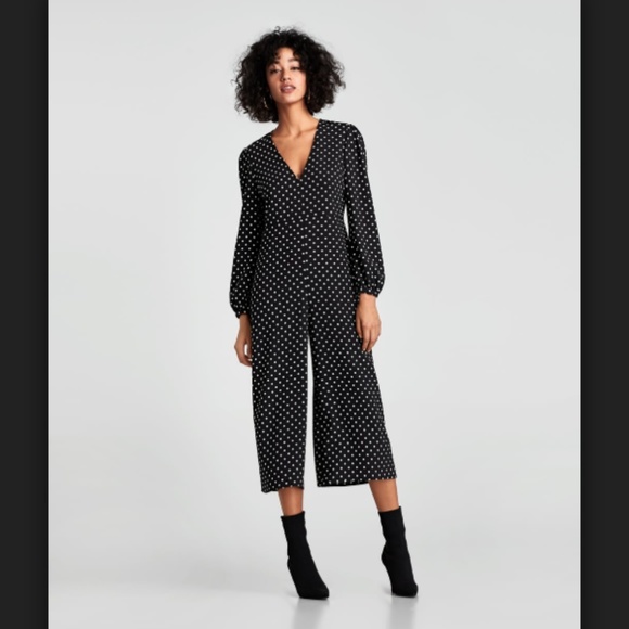 polka dot cropped jumpsuit